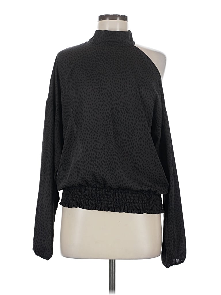 Pre-owned Peyton Jensen Long Sleeve Top Black Turtleneck Tops