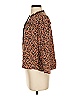 Point Sur 100% Silk Animal Print Brown 3/4 Sleeve Silk Top Size S - photo 5