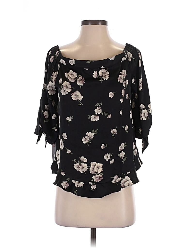 Olivia Grey 3/4 Sleeve Blouse In Black