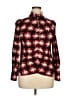 Como Blu Houndstooth Burgundy Red Long Sleeve Blouse Size XL - photo 1