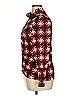 Como Blu Houndstooth Burgundy Red Long Sleeve Blouse Size XL - photo 5