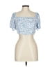 Endless Blu 100% Polyester Blue Short Sleeve Blouse Size L - photo 1