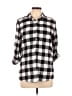 Route 66 Checkered-gingham Black 3/4 Sleeve Button-Down Shirt Size L - photo 1