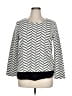 Pleione Chevron-herringbone Silver Long Sleeve Blouse Size XL - photo 1