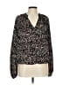 Evereve 100% Polyester Animal Print Black Long Sleeve Blouse Size L - photo 1