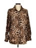 SundayUp Animal Print Brown Long Sleeve Blouse Size M - photo 1