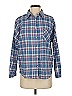 Margot 100% Cotton Plaid Blue Long Sleeve Button-Down Shirt Size S - photo 1