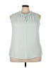Ann Taylor 100% Polyester Teal Sleeveless Blouse Size 24 - photo 1