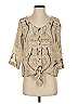 Gypsy 05 100% Silk Tan 3/4 Sleeve Silk Top Size XS - photo 1