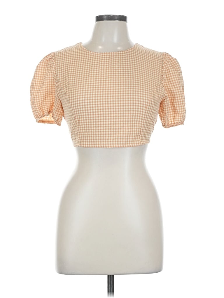 Cider Short Sleeve Top Orange Square Neckline Tops