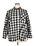 Old Navy 100% Cotton Checkered-gingham Black 3/4 Sleeve Button-Down Shirt Size XXL - photo 1