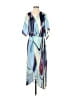 Lezat 100% Polyester Print Blue Casual Dress Size S - photo 1