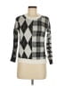 Gianni Feraud Checkered-gingham Silver Pullover Sweater Size 6 - photo 1