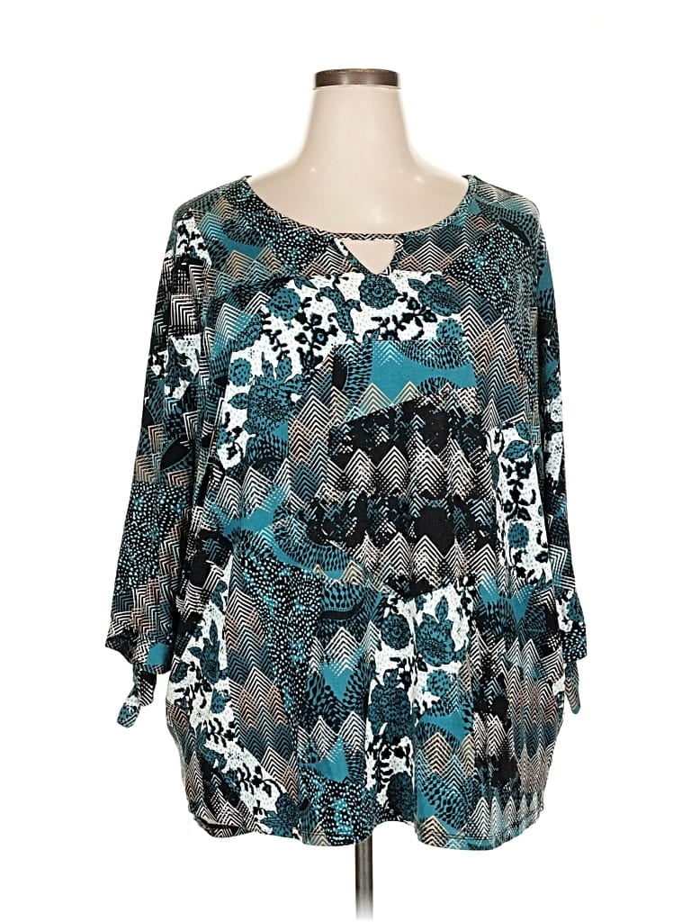 Pre-owned Avenue 3/4 Sleeve Blouse In Blue