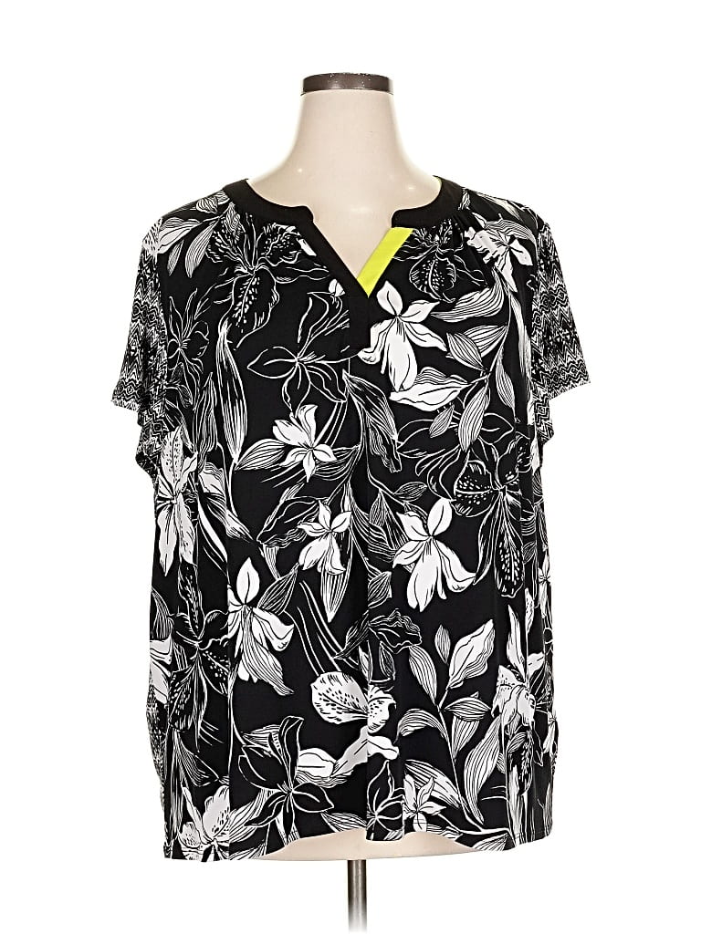 Pre-owned Avenue Short Sleeve Blouse In Black