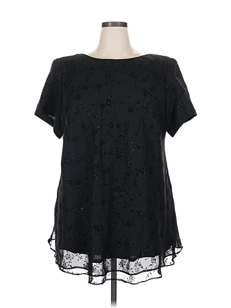 Pre-owned Jessica Howard Short Sleeve Blouse In Black