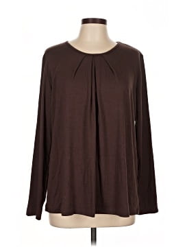 Plus Size Women's Long Sleeve Tunic T-Shirt - Casual Fall Fashion Tee (Brown, 3XL)