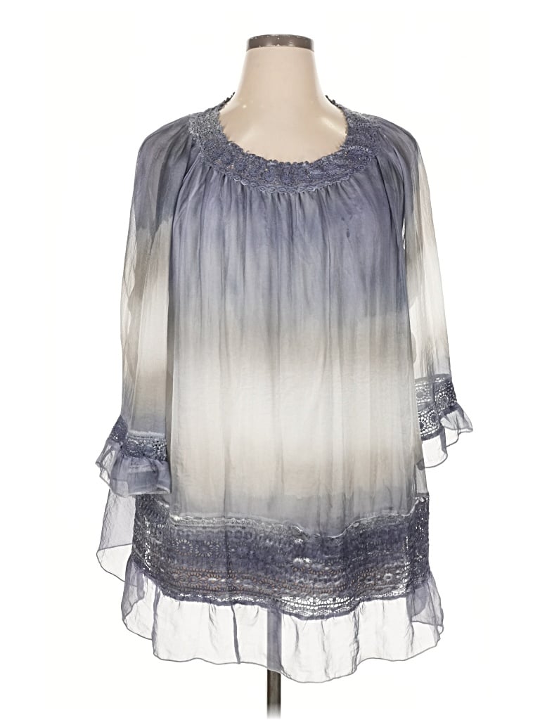 Pre-owned Paparazzi 3/4 Sleeve Blouse In Blue