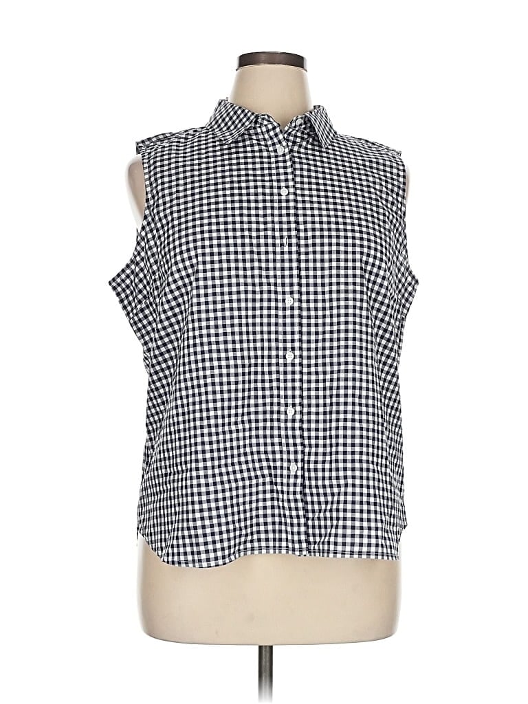 Talbots Outlet Sleeveless Button Down Shirt In Blue