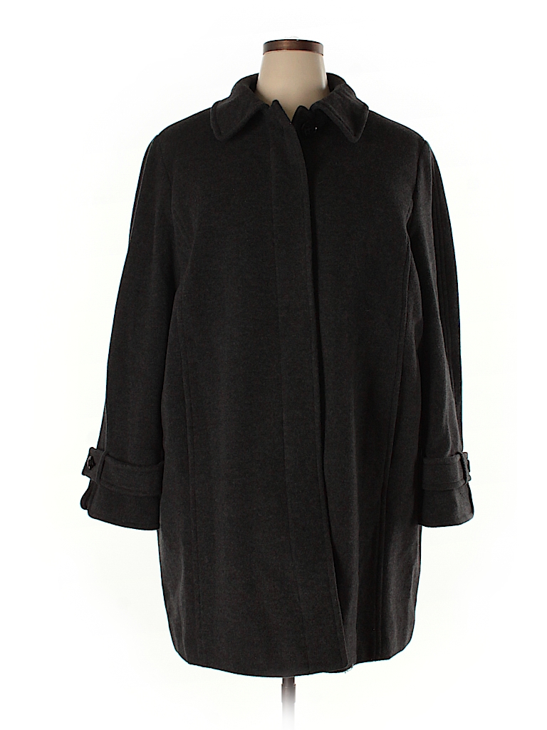 Fleet Street Solid Gray Wool Coat Size 2X (Plus) - 74% off | thredUP