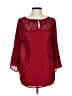 Papermoon 100% Polyester Burgundy 3/4 Sleeve Blouse Size L (petite) - photo 1