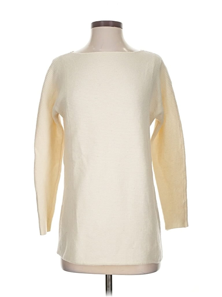 Pre-owned J. Mclaughlin Cashmere Pullover Sweater In White
