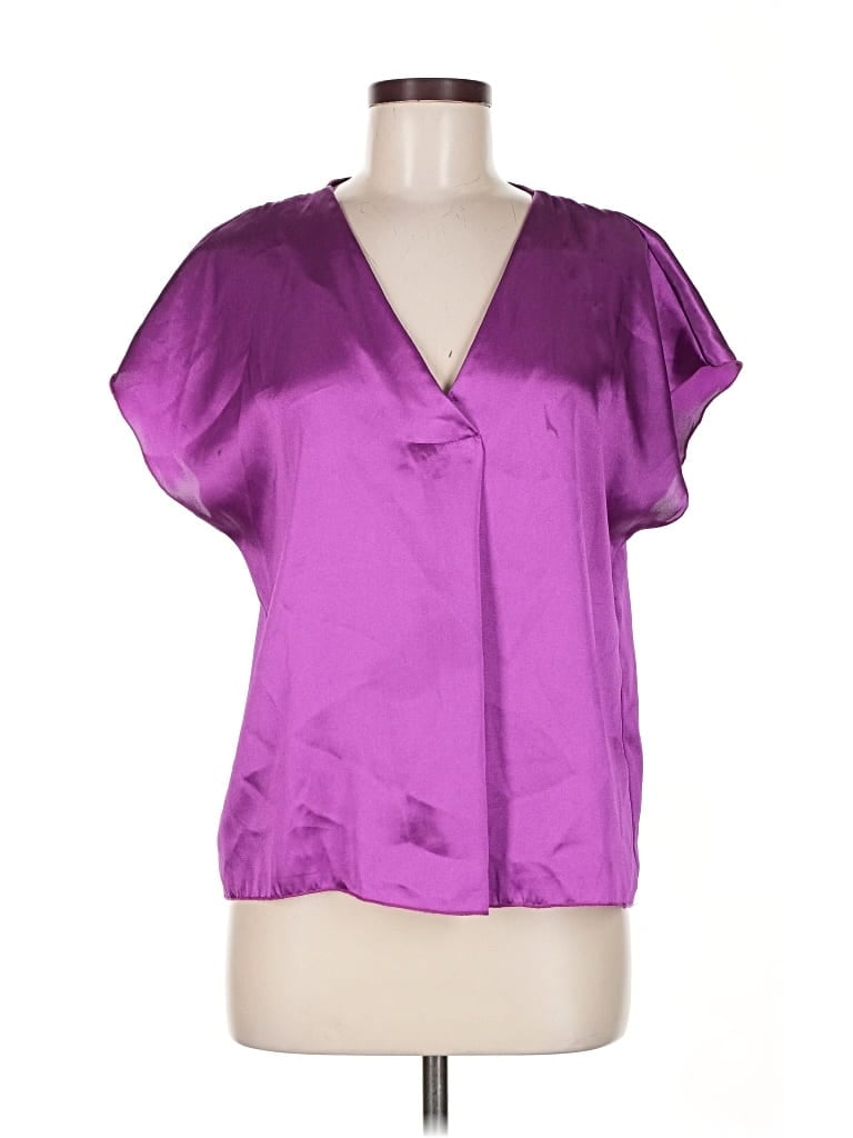 Pre-owned Nicole Miller Short Sleeve Blouse In Purple