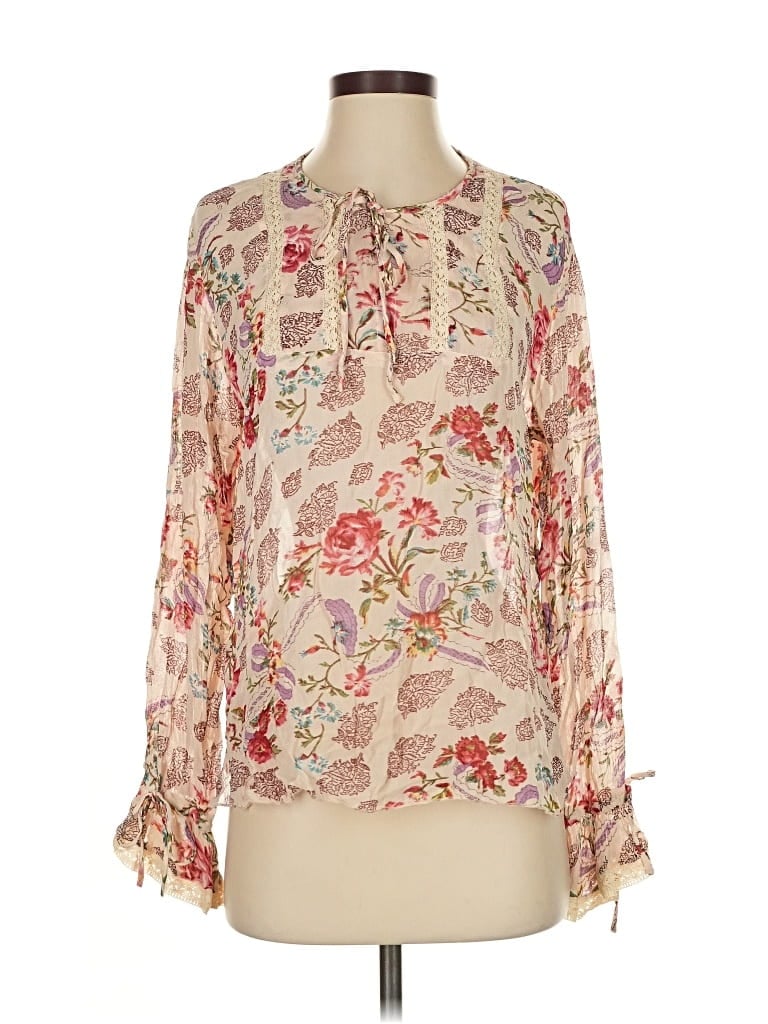 Pre-owned Angie Long Sleeve Blouse In White