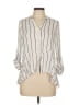 Assorted Brands 100% Rayon Stripes Ivory 3/4 Sleeve Button-Down Shirt Size L - photo 1
