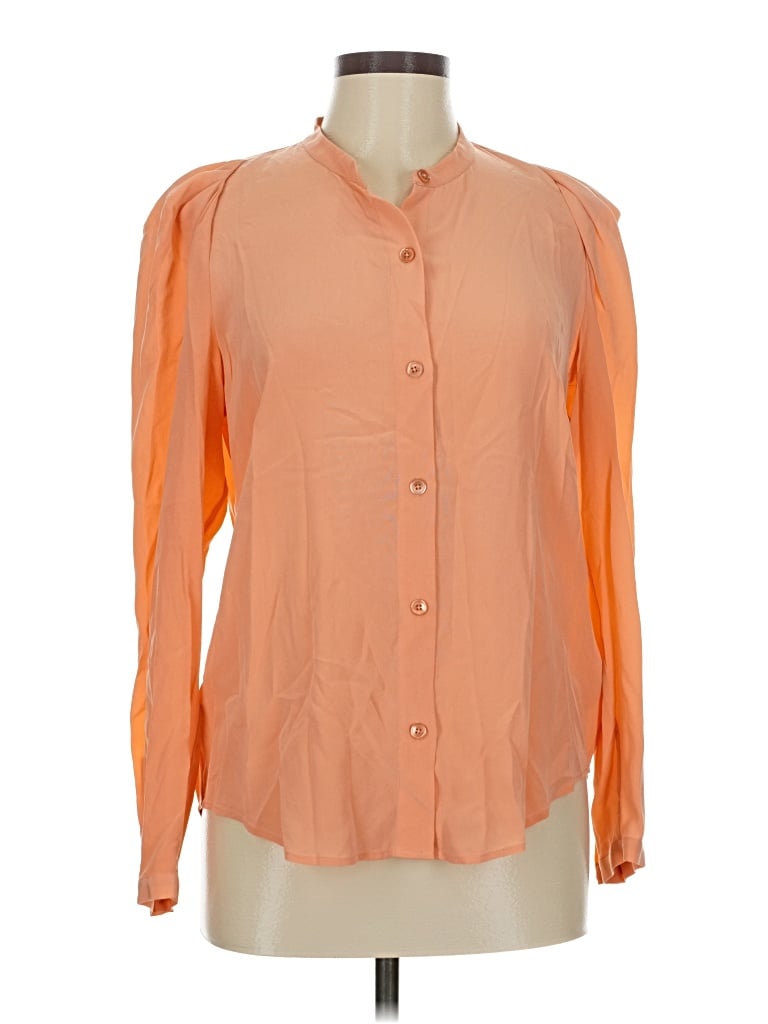 Pre-owned Joie Long Sleeve Silk Top Pink Mock Neckline Tops