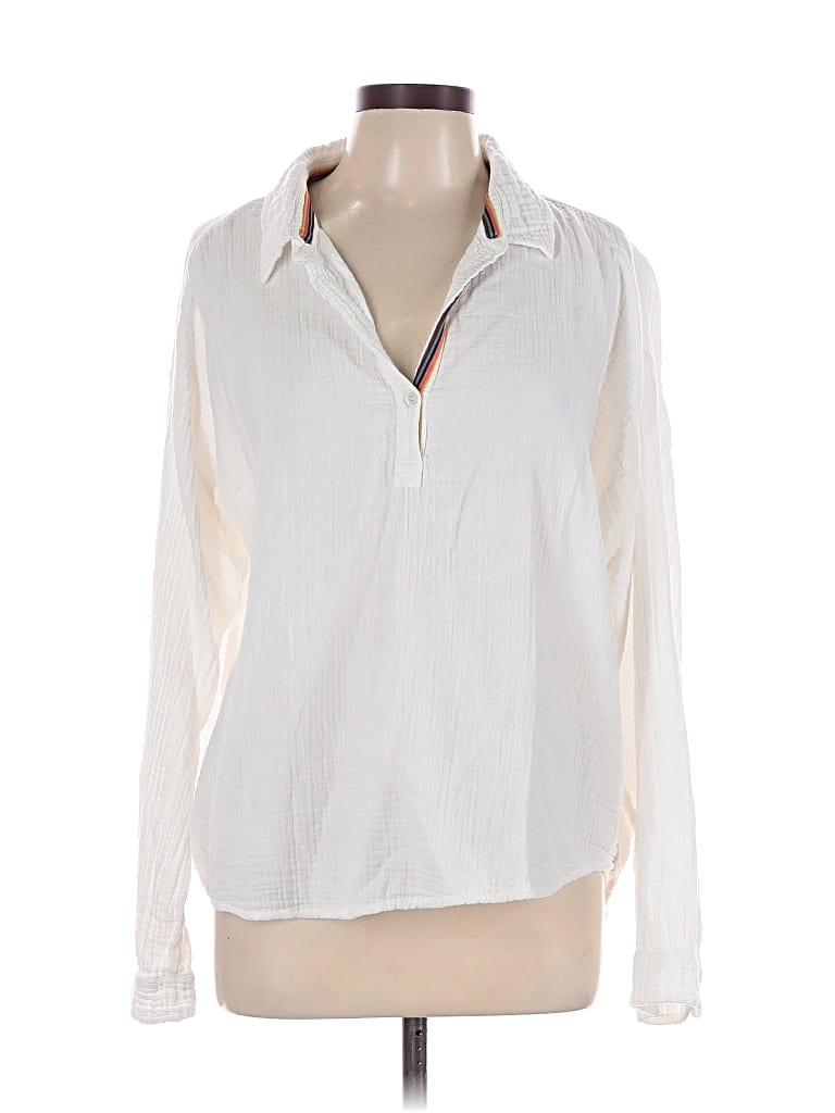 Pre-owned Dylan Long Sleeve Blouse In White