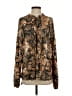 Free People Animal Print Brown Long Sleeve Blouse Size S - photo 1