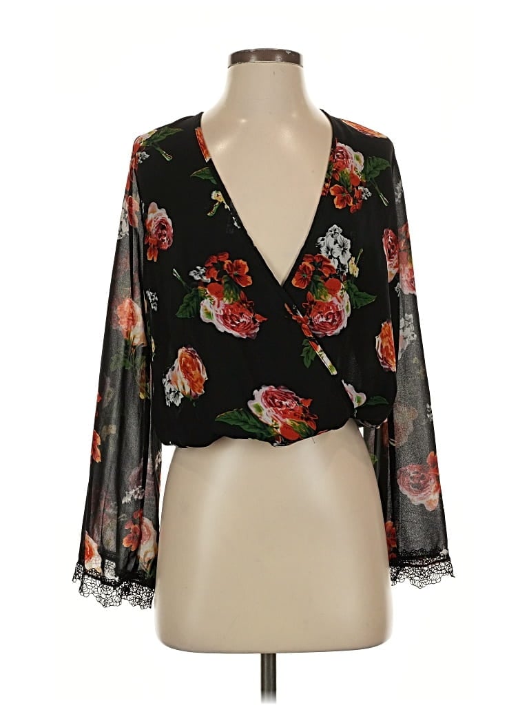 Pre-owned Cotton Candy Long Sleeve Blouse In Black