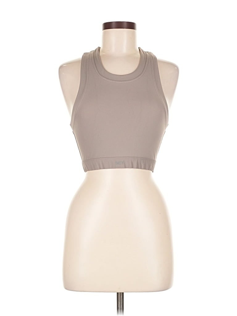 Pre-owned Set Active Tank Top Tan Halter Neckline Tops In Brown