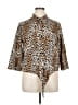 Chico's 100% Cotton Animal Print Brown 3/4 Sleeve Button-Down Shirt Size XL (3) - photo 1