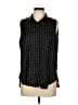 Zara Basic Polka Dots Black Sleeveless Button-Down Shirt Size L - photo 1