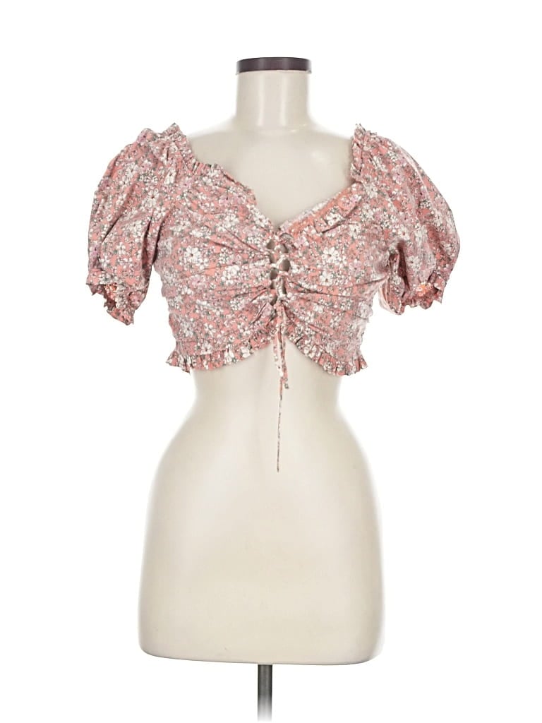Pre-owned Haute Monde Short Sleeve Blouse In Pink