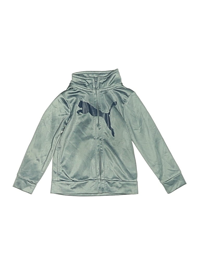 Pre-owned Puma Kids' Zip Up Hoodie In Green