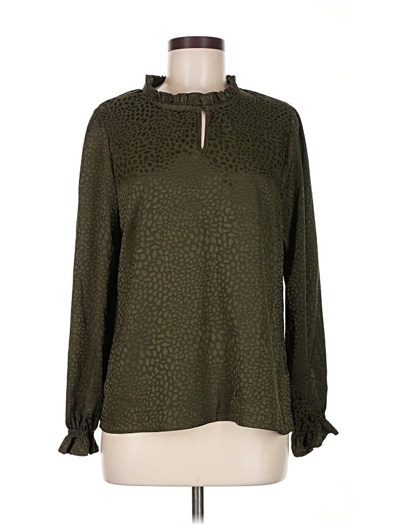 Pre-owned Chenault Long Sleeve Blouse In Green