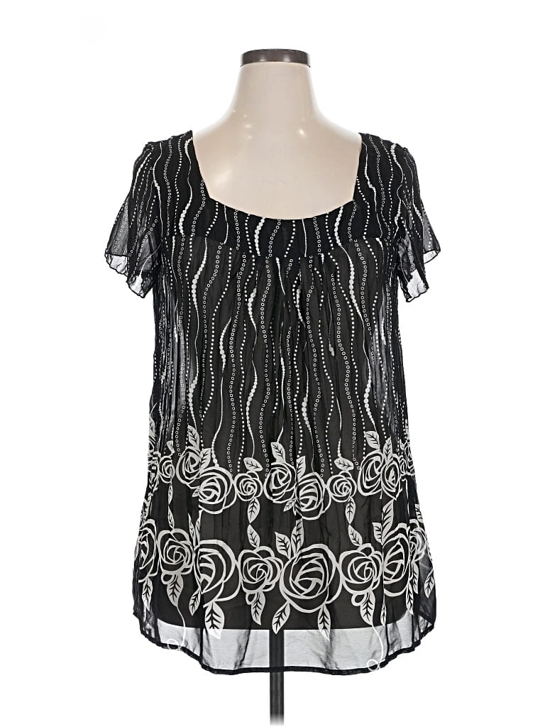 Pre-owned Bay Studio Short Sleeve Blouse In Black
