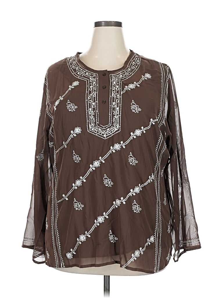 Pre-owned Chadwicks Long Sleeve Blouse In Brown