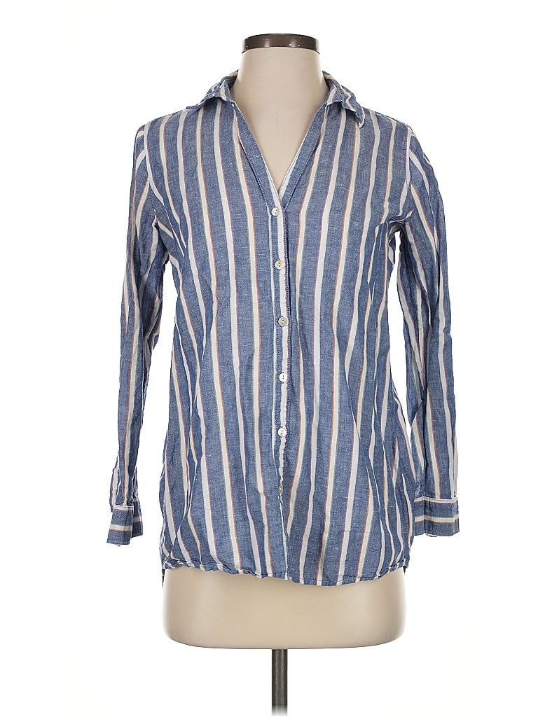 Pre-owned Sigrid Olsen Long Sleeve Button Down Shirt In Blue