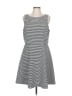 Elle Stripes Gray Casual Dress Size L - photo 1