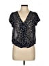 Max Studio 100% Polyester Black Short Sleeve Blouse Size L (petite) - photo 1