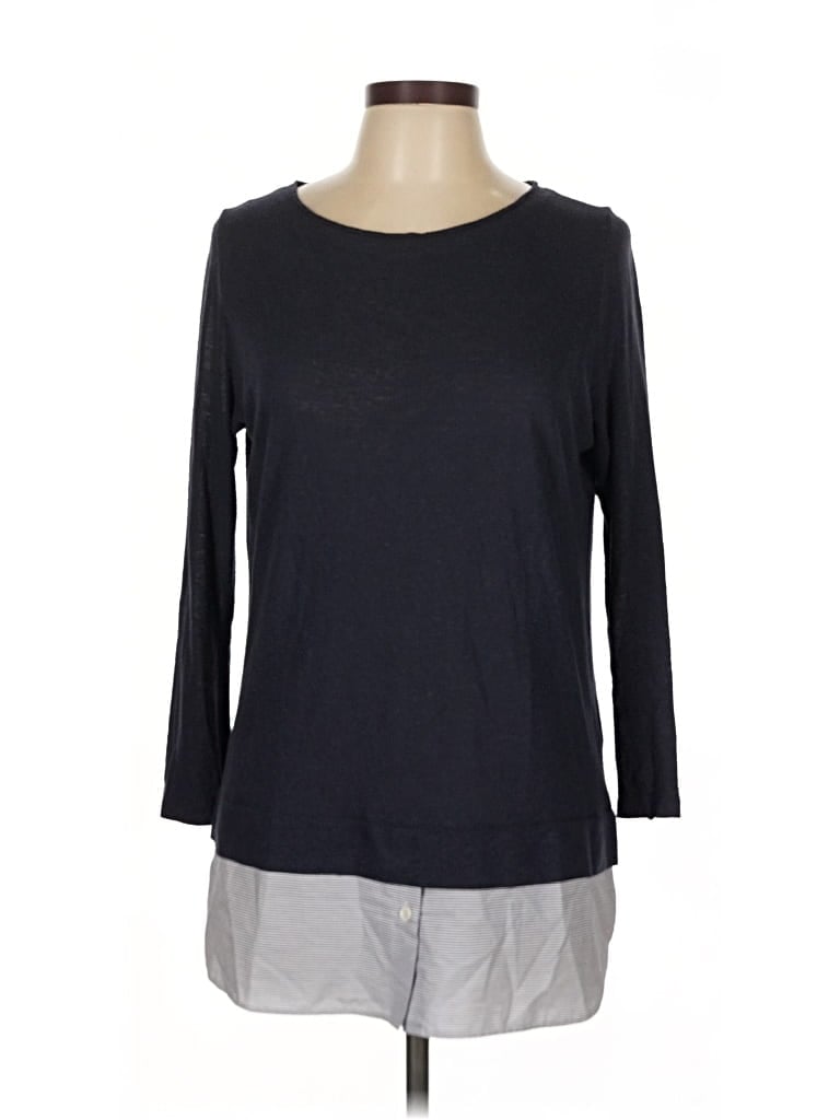 Pre-owned Whyci 3/4 Sleeve Top Black Boatneck Tops