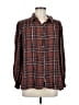 Max Studio 100% Rayon Plaid Brown Long Sleeve Button-Down Shirt Size M (estimated) - photo 1