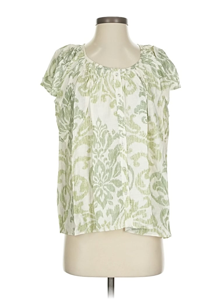 Pre-owned Gigio Short Sleeve Blouse In Green