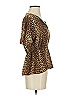 BCBGMAXAZRIA 100% Polyester Animal Print Brown Short Sleeve Blouse Size XXS - photo 4