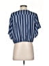 Shore 100% Rayon Stripes Blue Short Sleeve Blouse Size S - photo 2