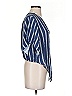 Shore 100% Rayon Stripes Blue Short Sleeve Blouse Size S - photo 4
